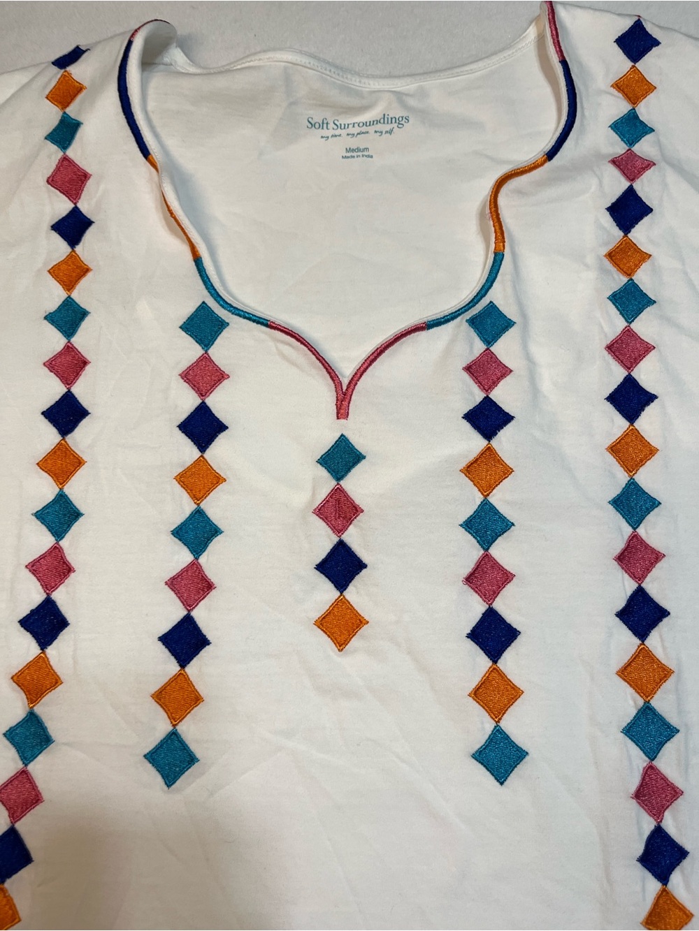 Soft Surroundings White Tee with Teal Logo - Picture 3 of 8